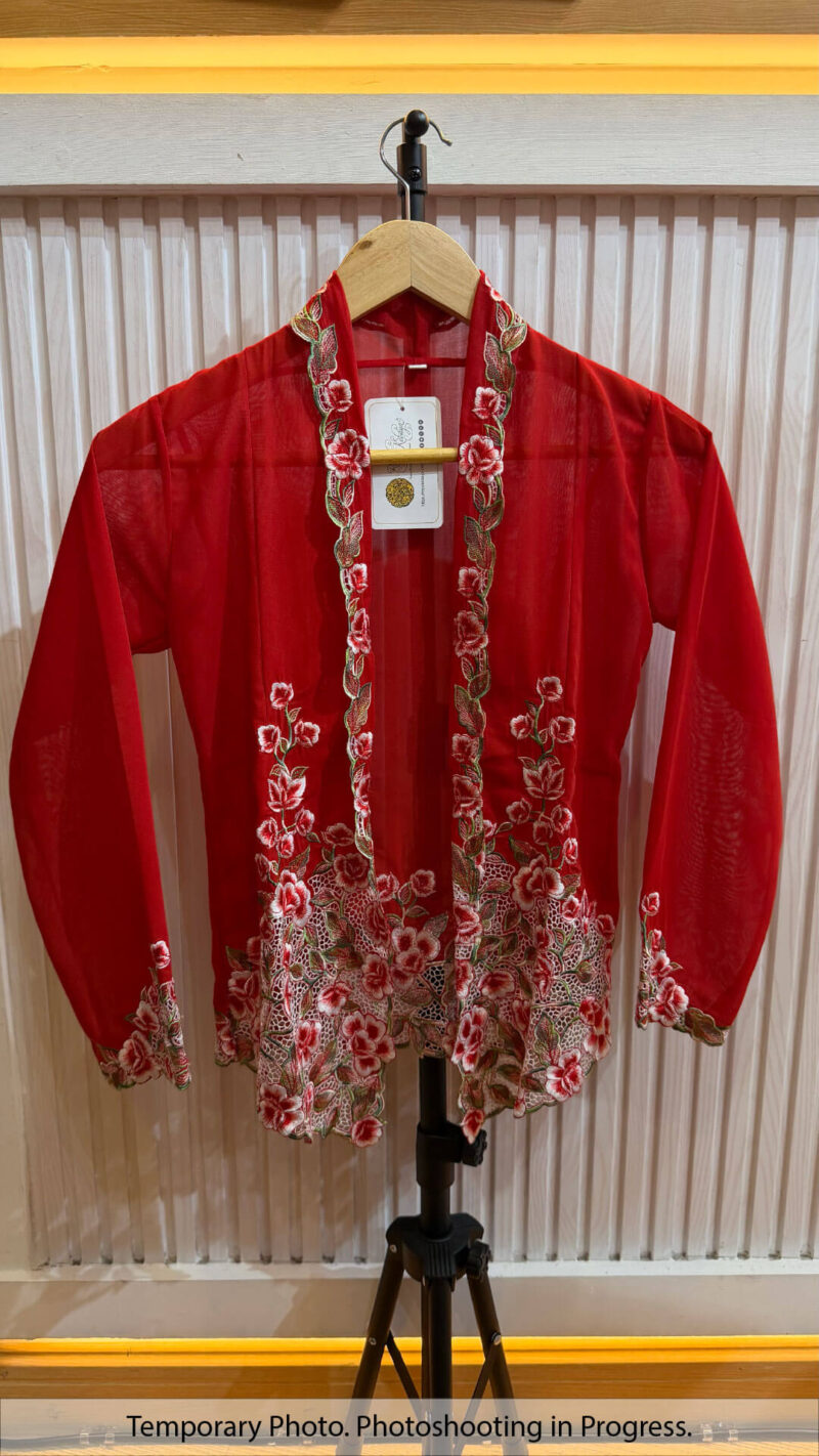 Carla Nyonya Kebaya in Brick Red and Sage Green