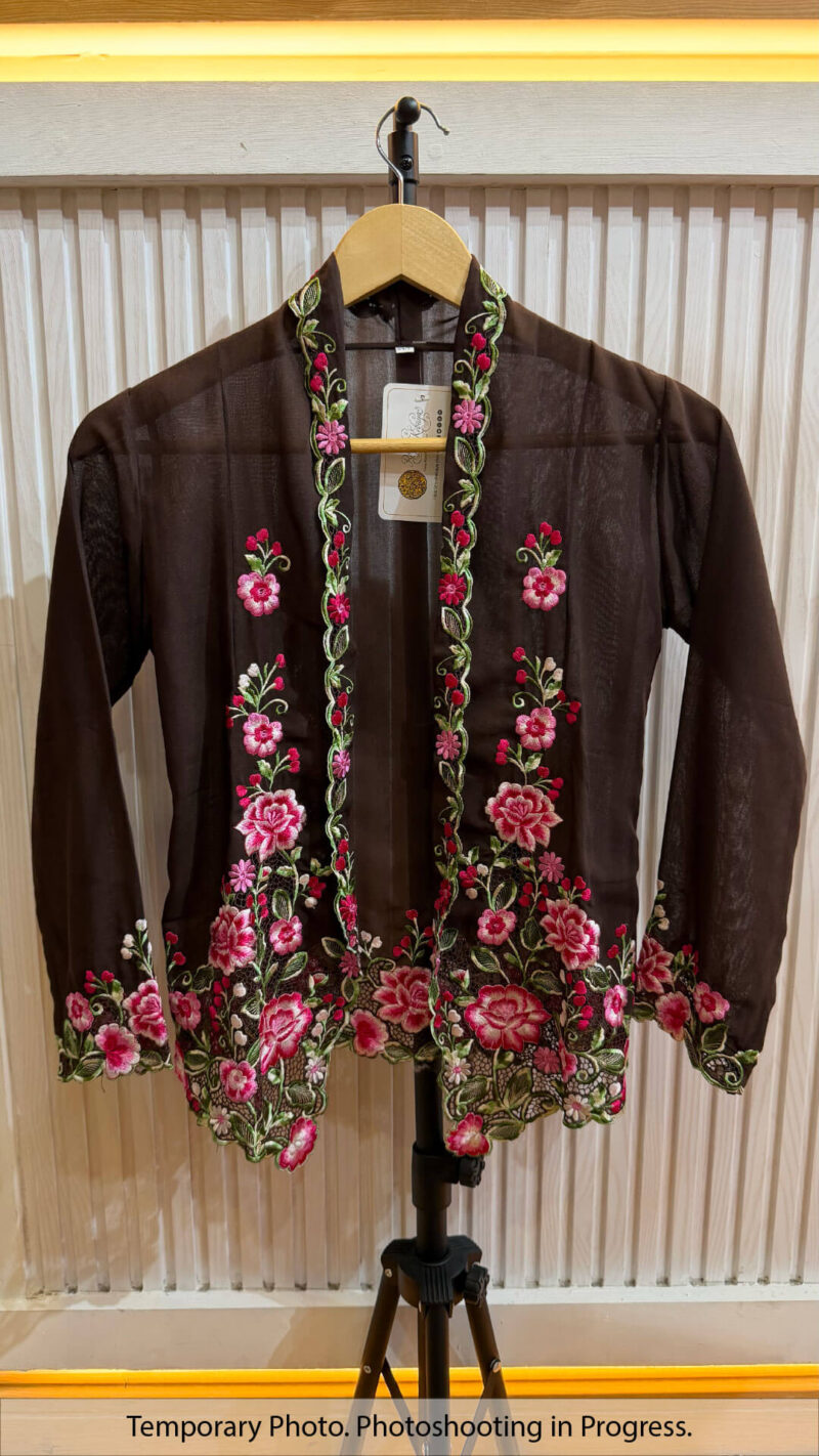 Tahira Nyonya Kebaya in Dark Coffee and Cherry Rose