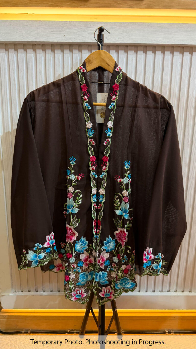 Velda Nyonya Kebaya in Dark Coffee and Sky Surge