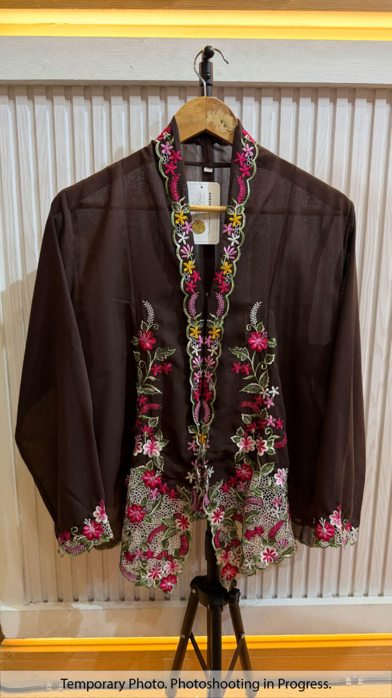 Wulan Nyonya Kebaya in Dark Coffee and Cherry Rose