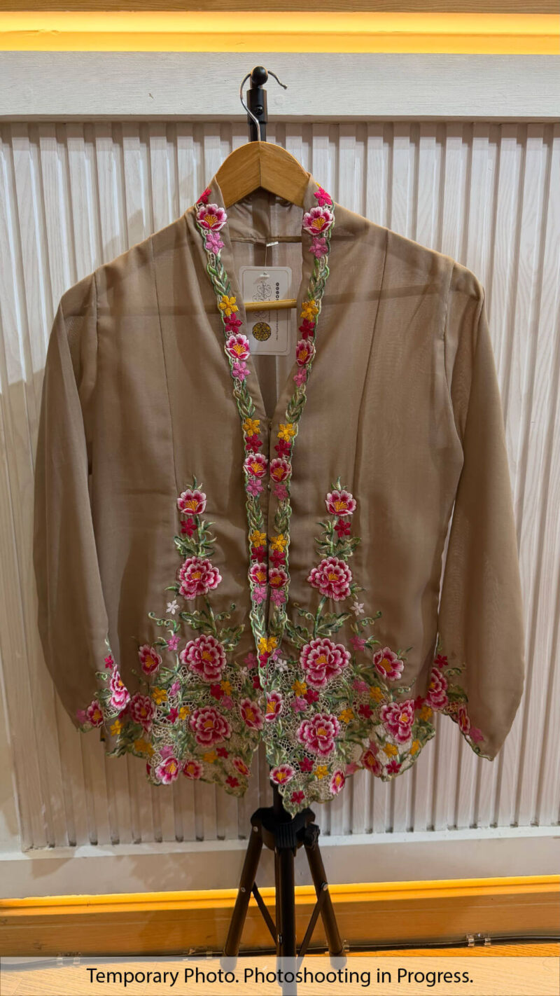 Cara Nyonya Kebaya in Dusty Taupe and Cherry Rose
