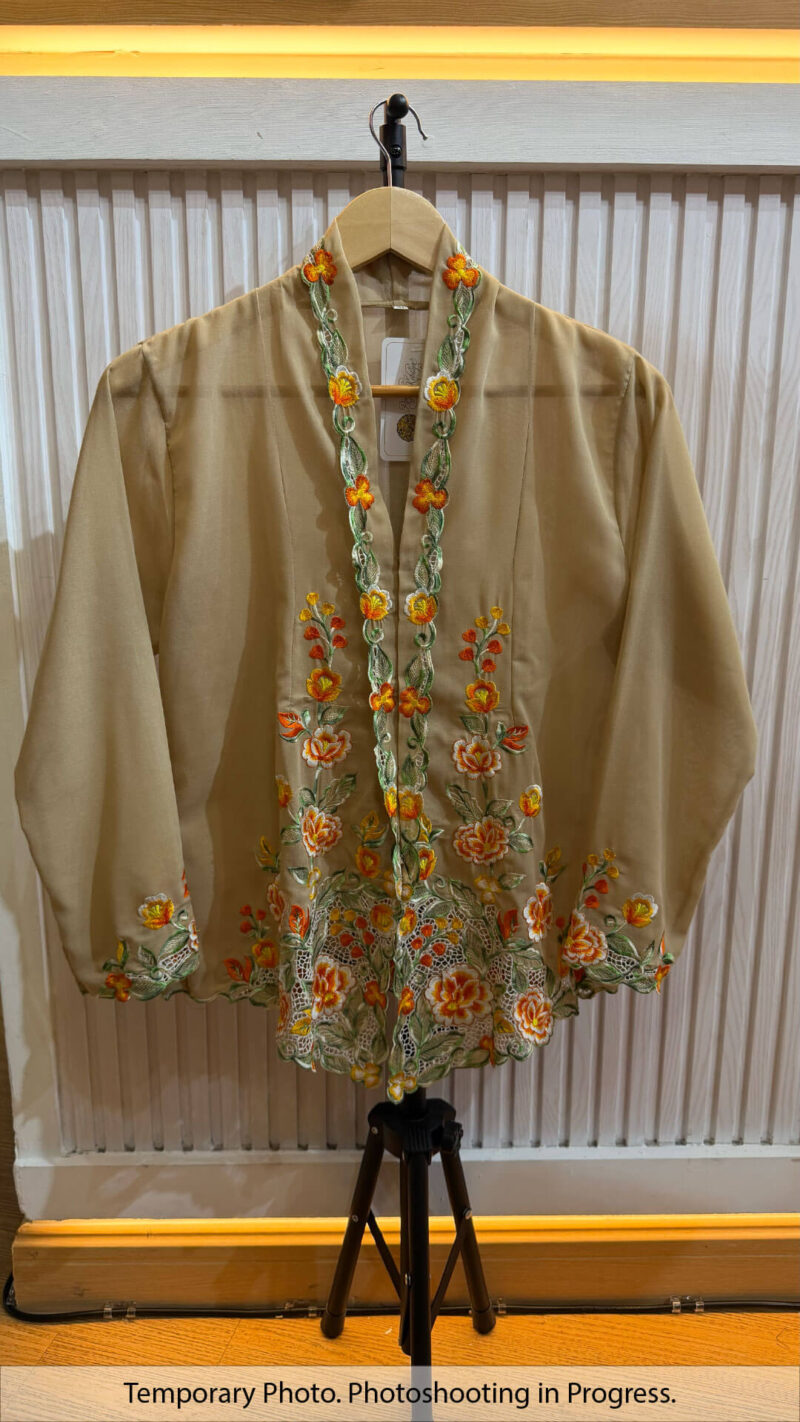 Zumanah Nyonya Kebaya in Pale Oak and Dark Orange
