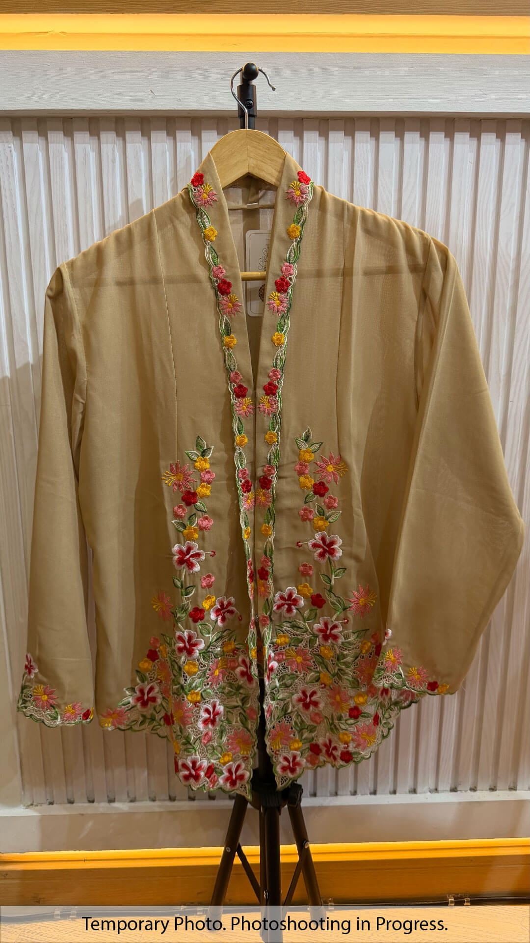 Abigail Nyonya Kebaya in Pale Oak and Blood Red