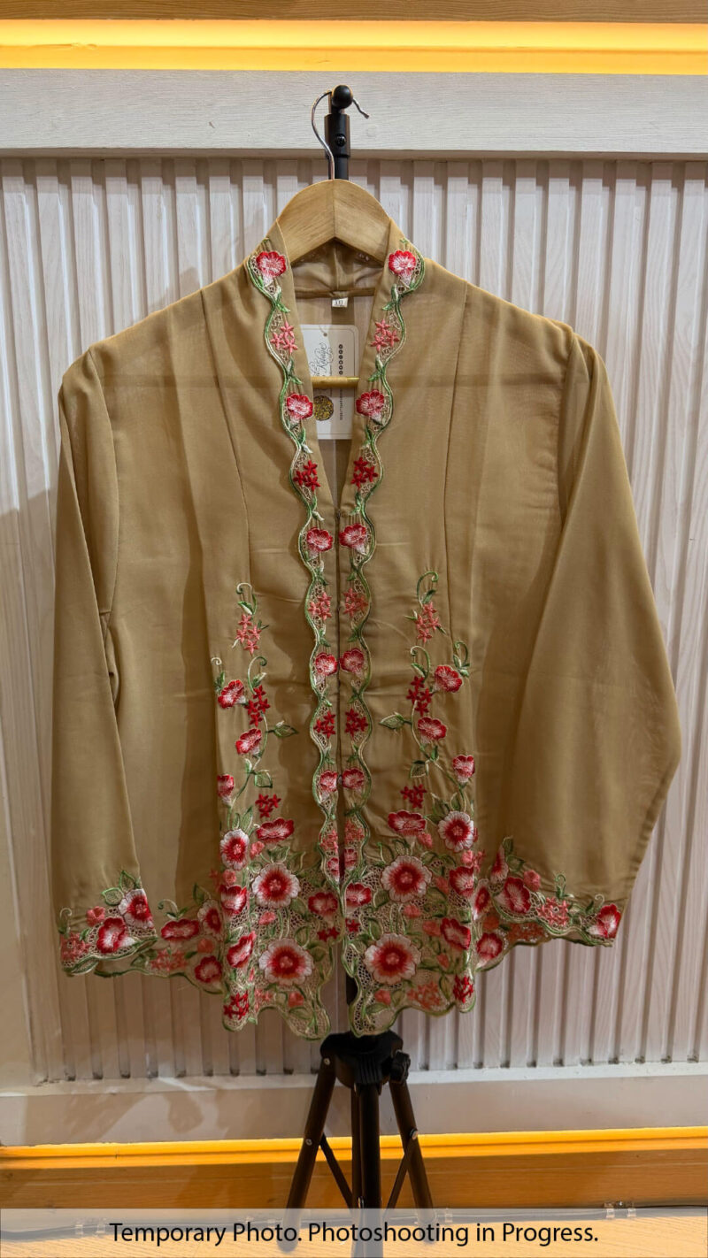Fatimah Nyonya Kebaya in Pale Oak and Blood Red