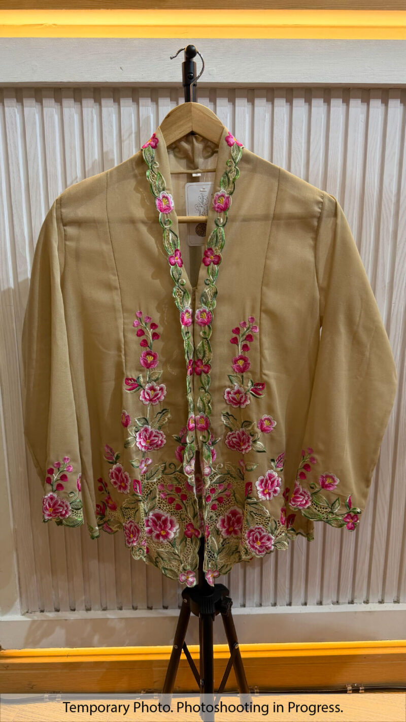 Damia Nyonya Kebaya in Pale Oak and Cherry Rose