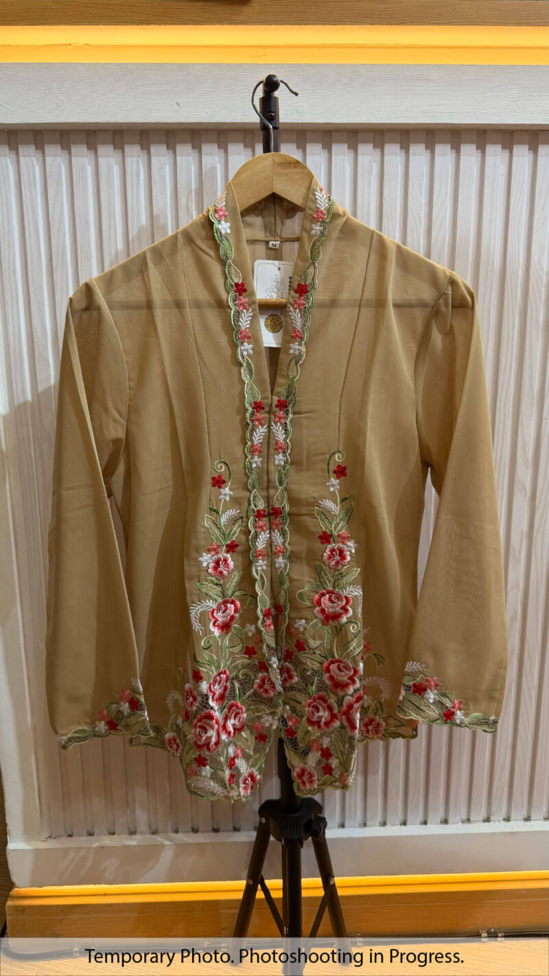 Fairuz Nyonya Kebaya in Pale Oak and Blood Red