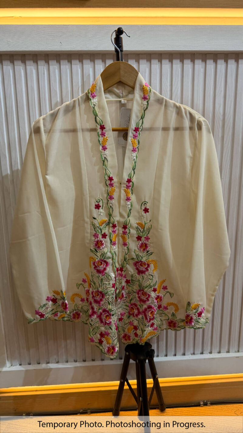 Lestarisa Nyonya Kebaya in Floral White and Cherry Rose