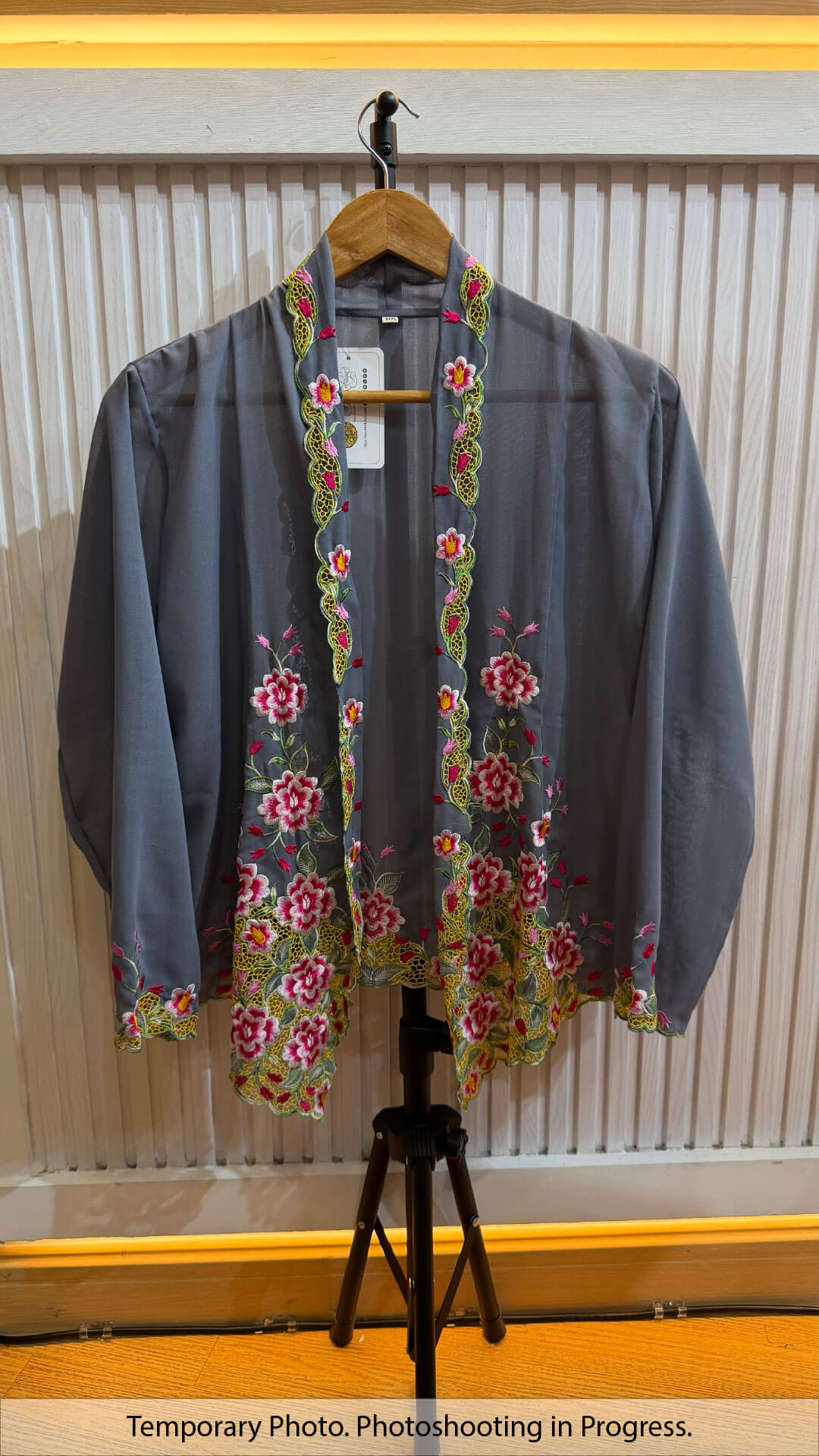 Zeeva Nyonya Kebaya in Dim Grey and Cherry Rose