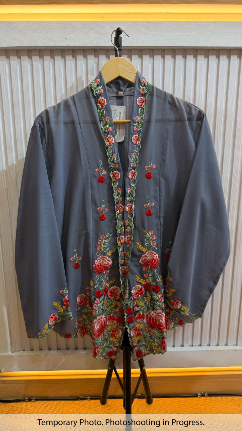 Brigitta Nyonya Kebaya in Dim Grey and Blood Red