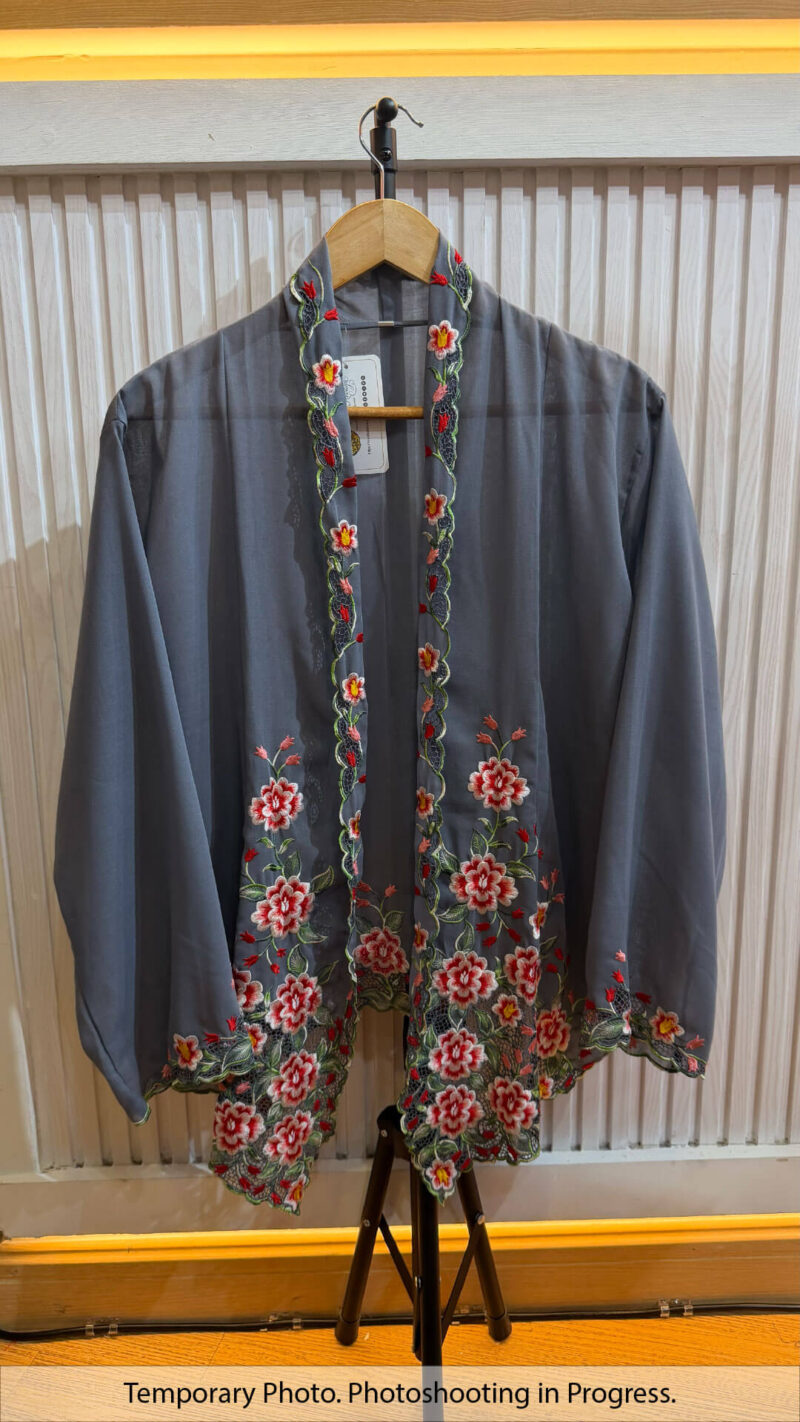 Gloriem Nyonya Kebaya in Dim Grey and Blood Red
