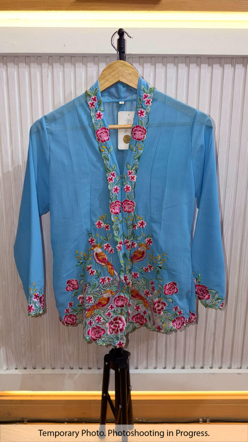 Baiduri Nyonya Kebaya in Cool Sky and Cherry Rose