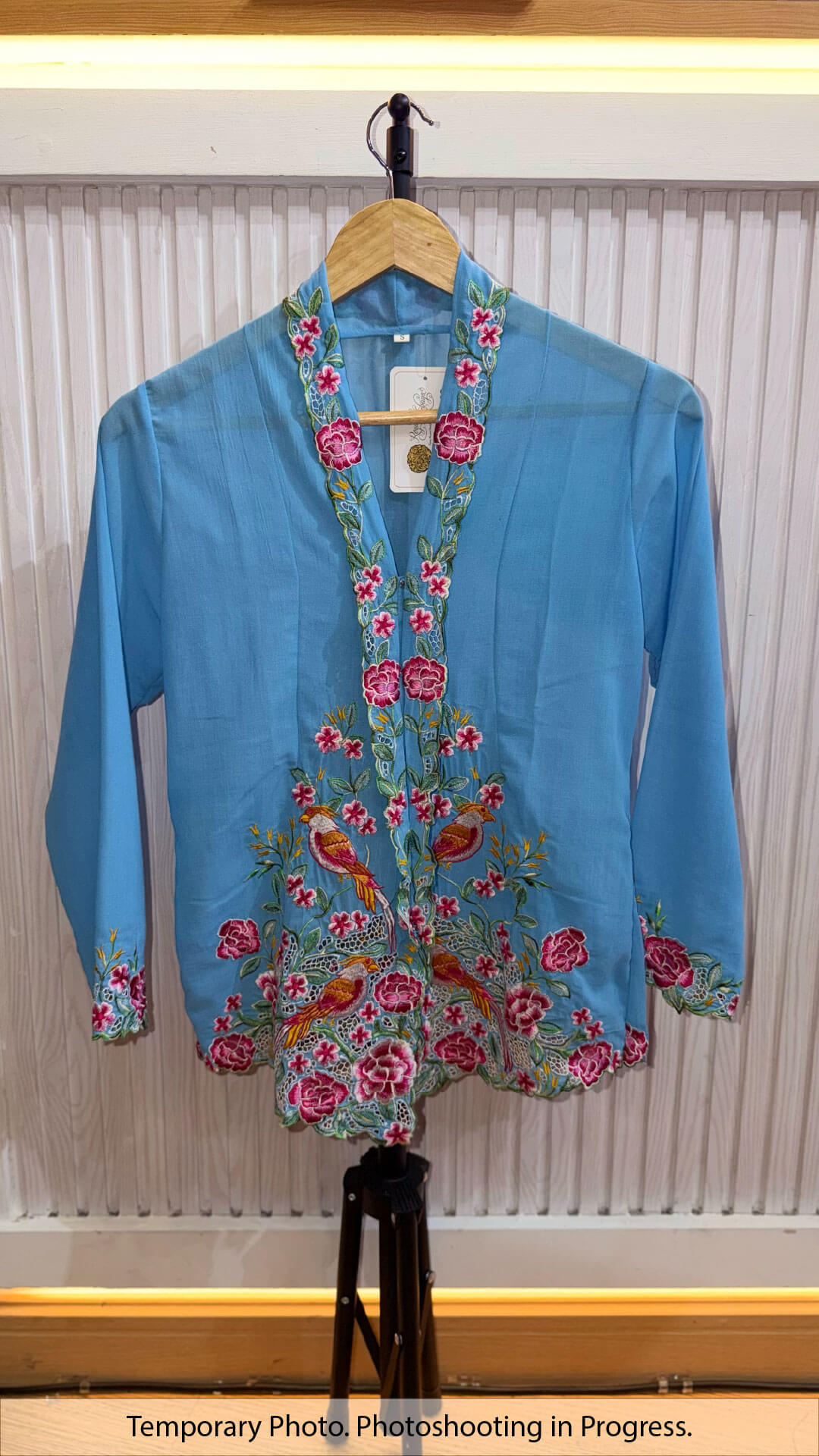 Baiduri Nyonya Kebaya in Cool Sky and Cherry Rose