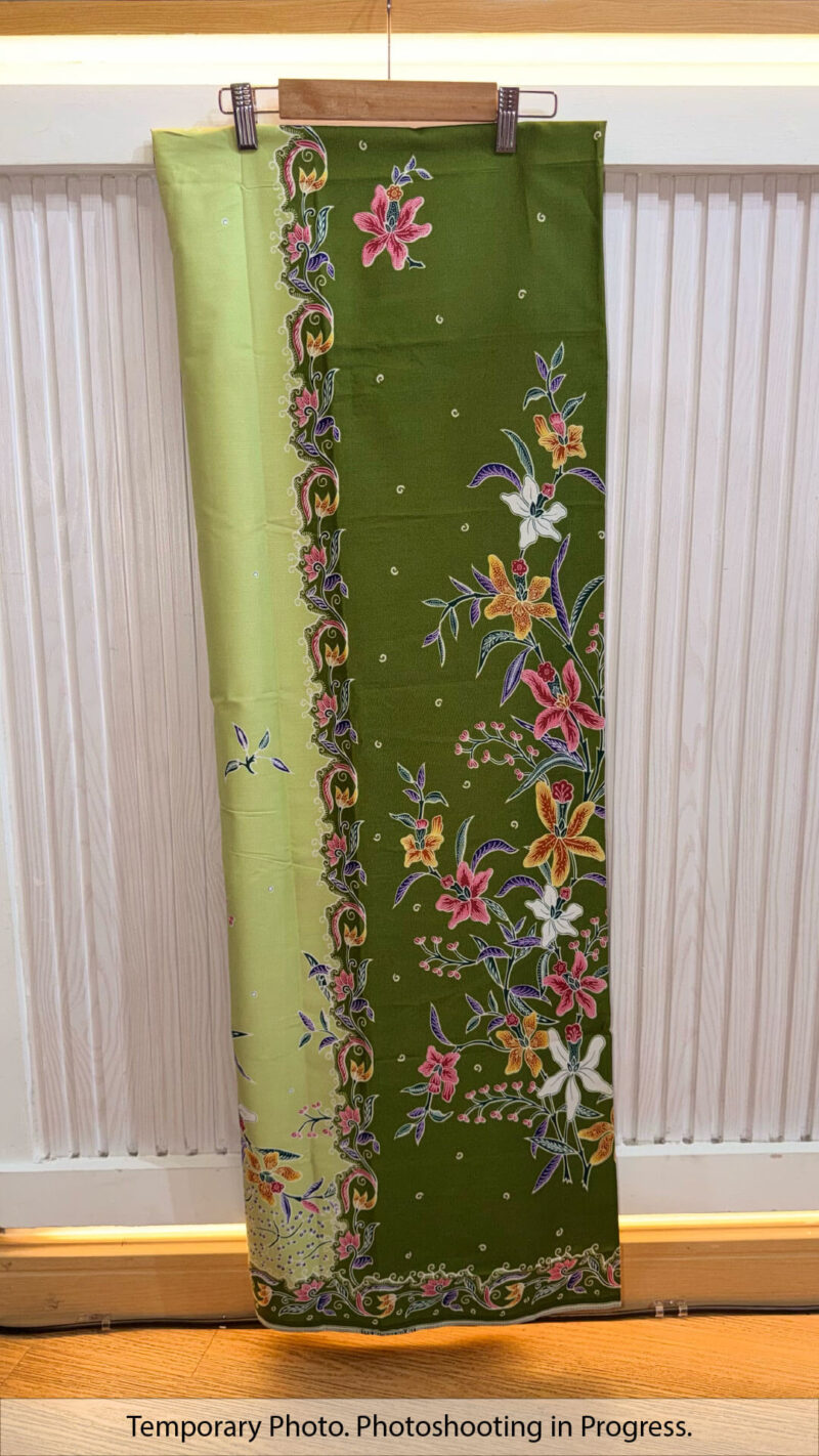 Afreen Tube-Sewn Wrap Skirt in Olive Leaf and Pale Lime