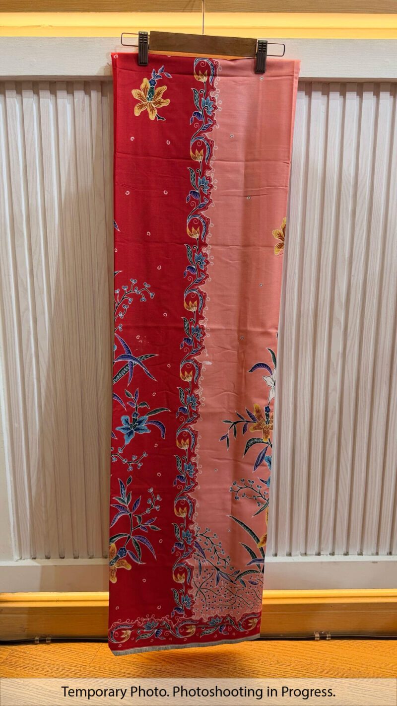Afreen Tube-Sewn Wrap Skirt in Red Ruby and Sweet Salmon