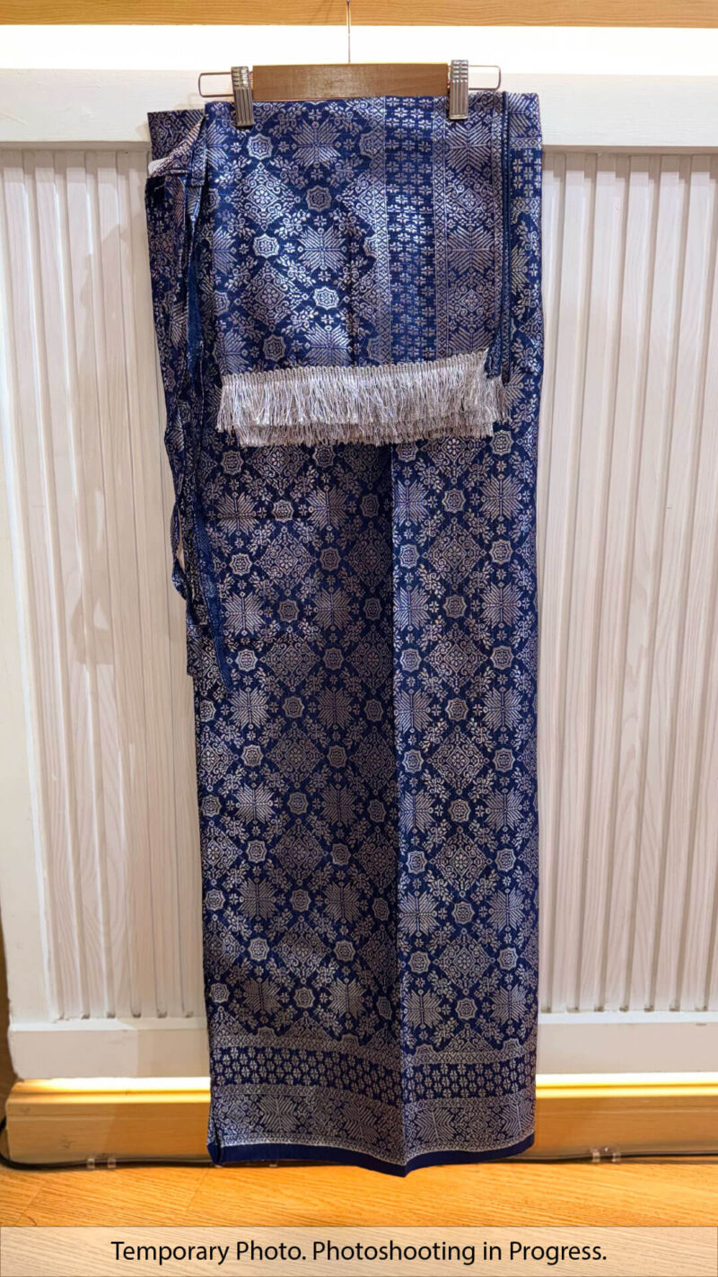 Azlina Self-Tie Wrap Skirt in Indigo and Silver
