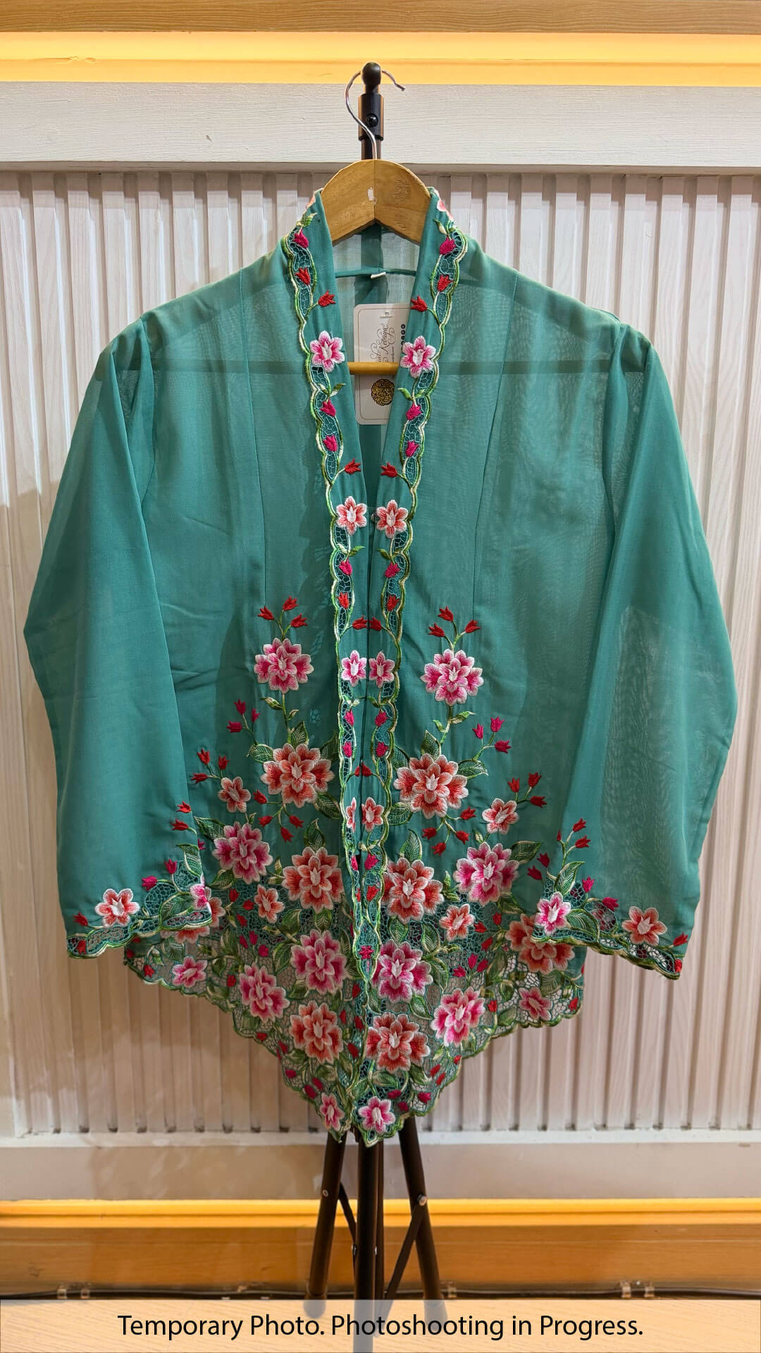 Gloriem Nyonya Kebaya in Tropical Teal and Blood Red