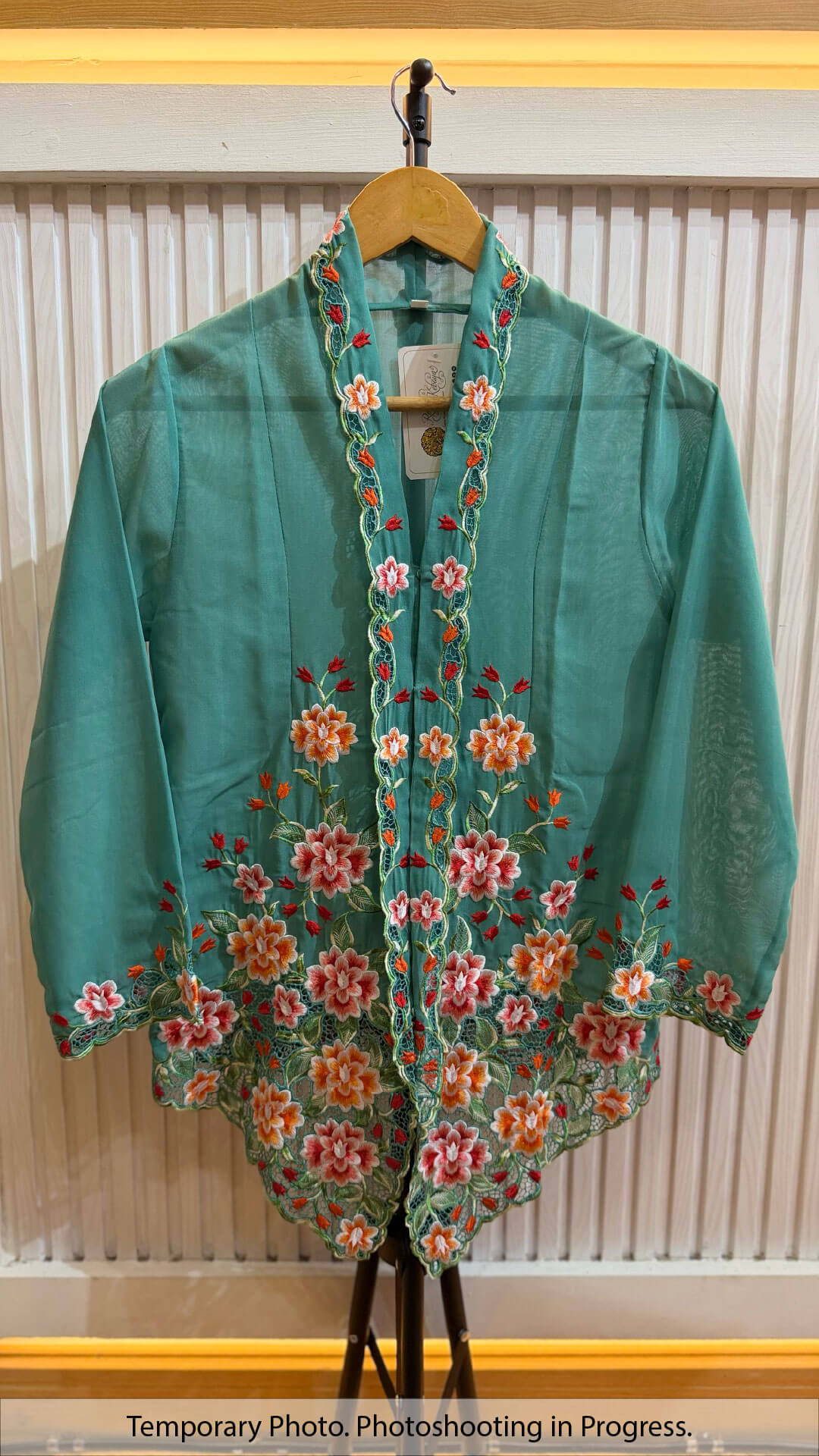 Gloriem Nyonya Kebaya in Tropical Teal and Flame Orange