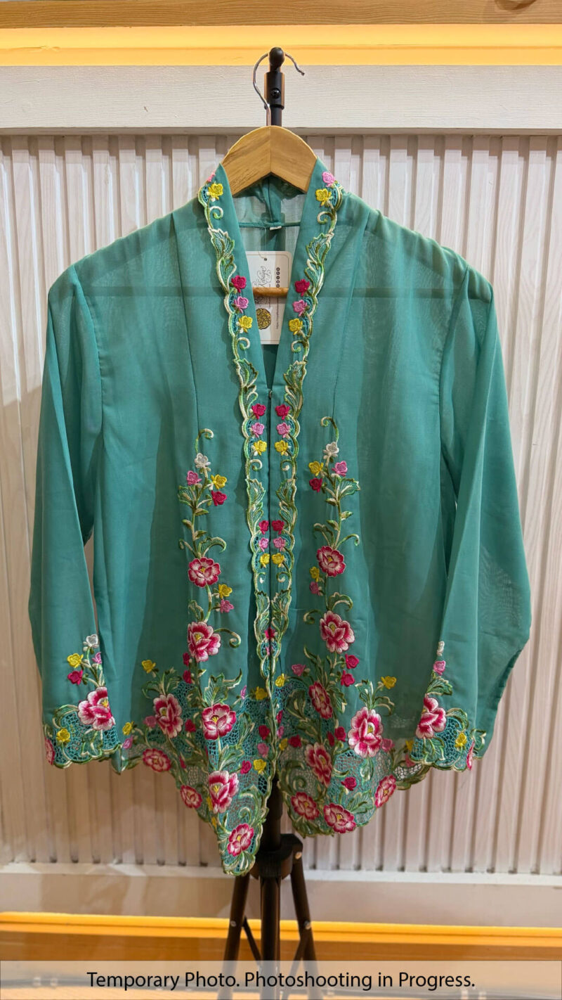 Afsheen Nyonya Kebaya in Tropical Teal and Cherry Rose