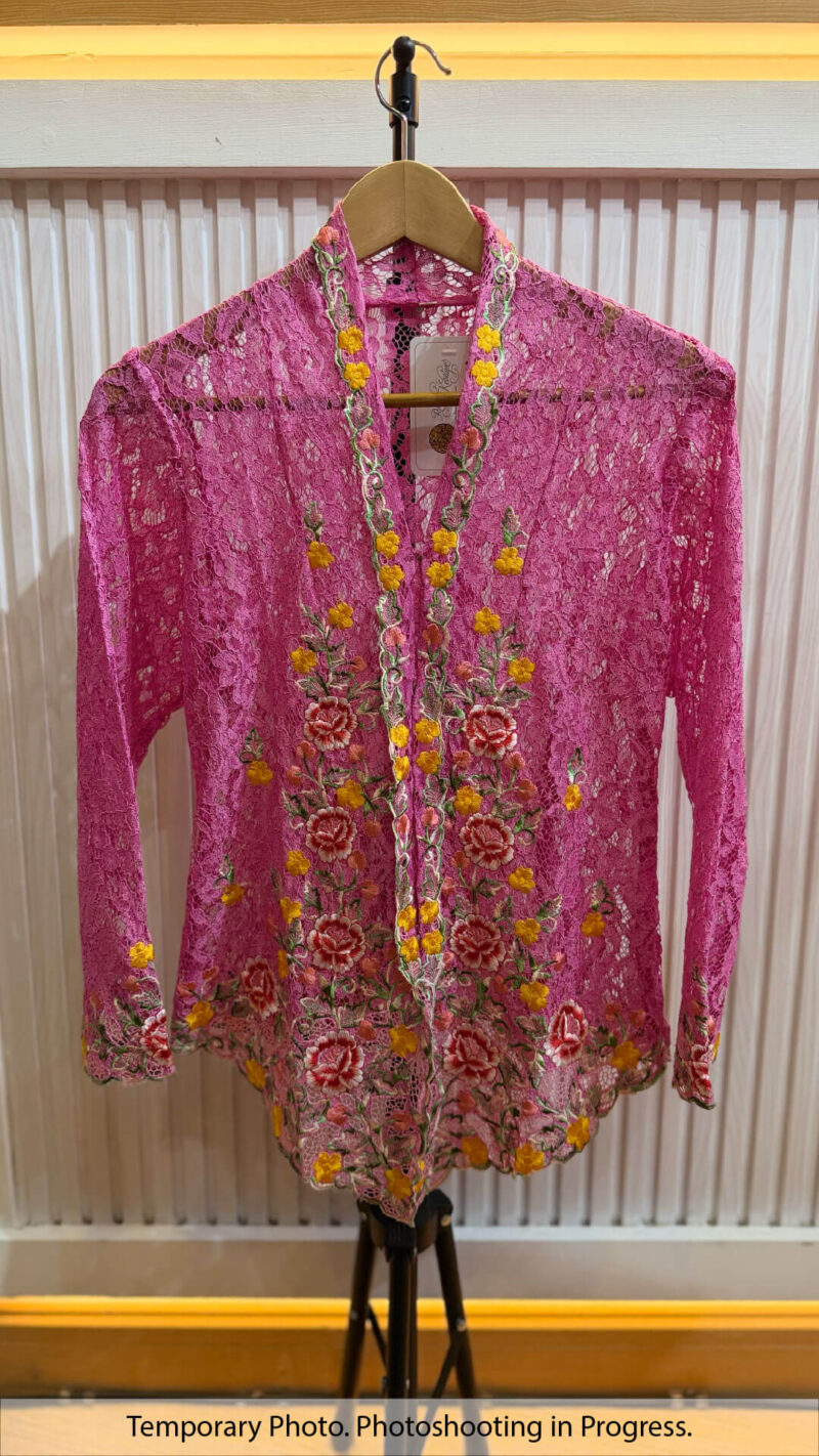 Qaireen Nyonya Kebaya Lace in Rose Kiss and Red Ruby