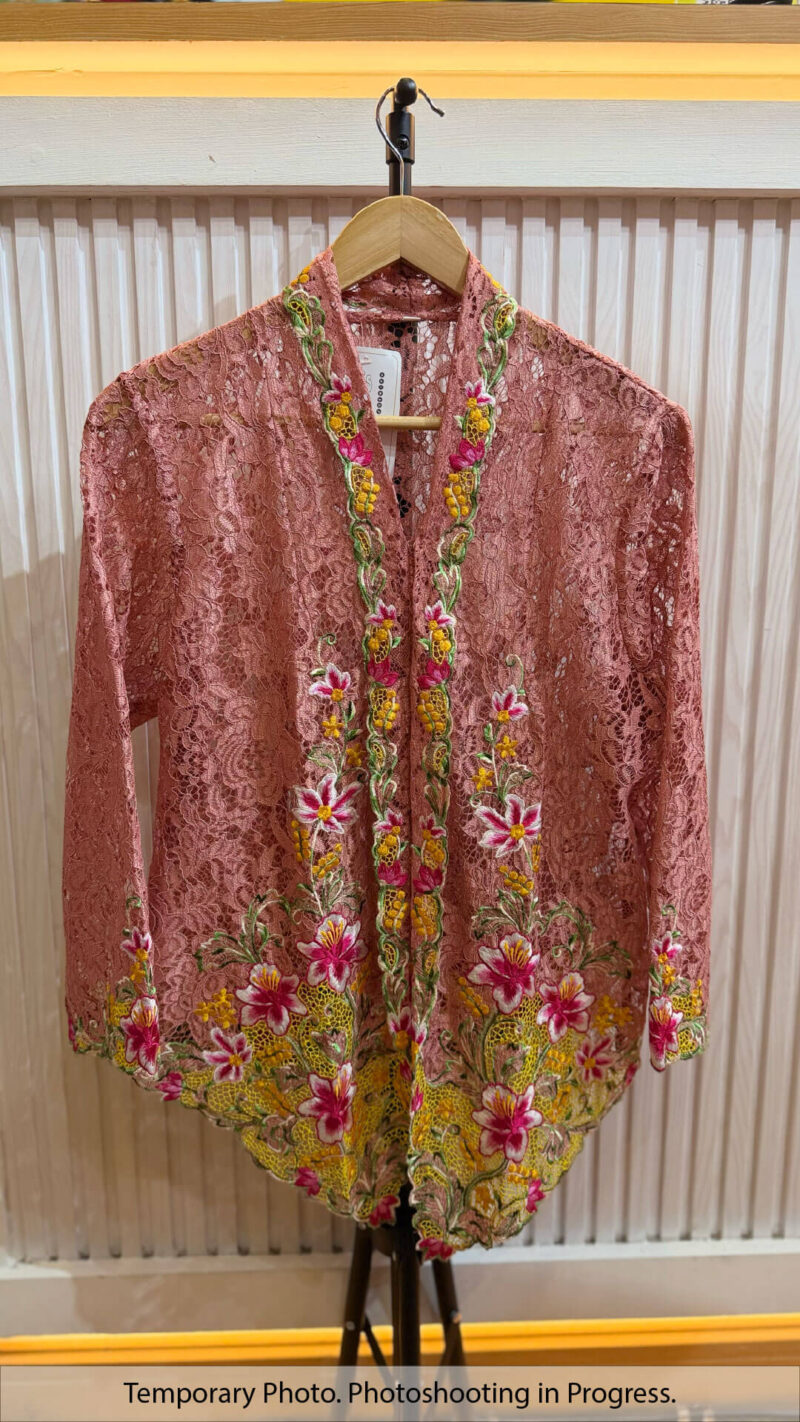 Raisya Nyonya Kebaya Lace in Bubblegum Tint and Cherry Rose