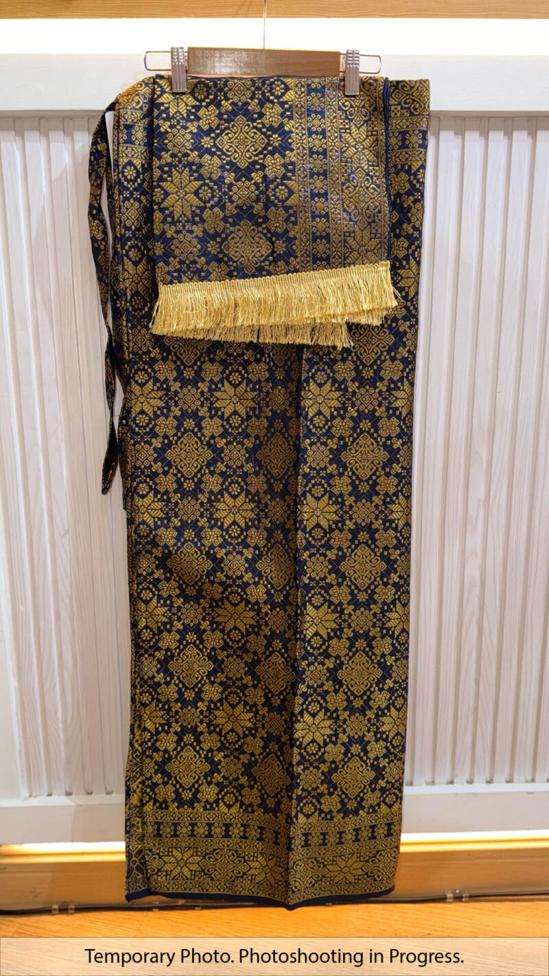 Camelia Self-Tie Wrap Skirt in Deep Twilight and Amber Honey