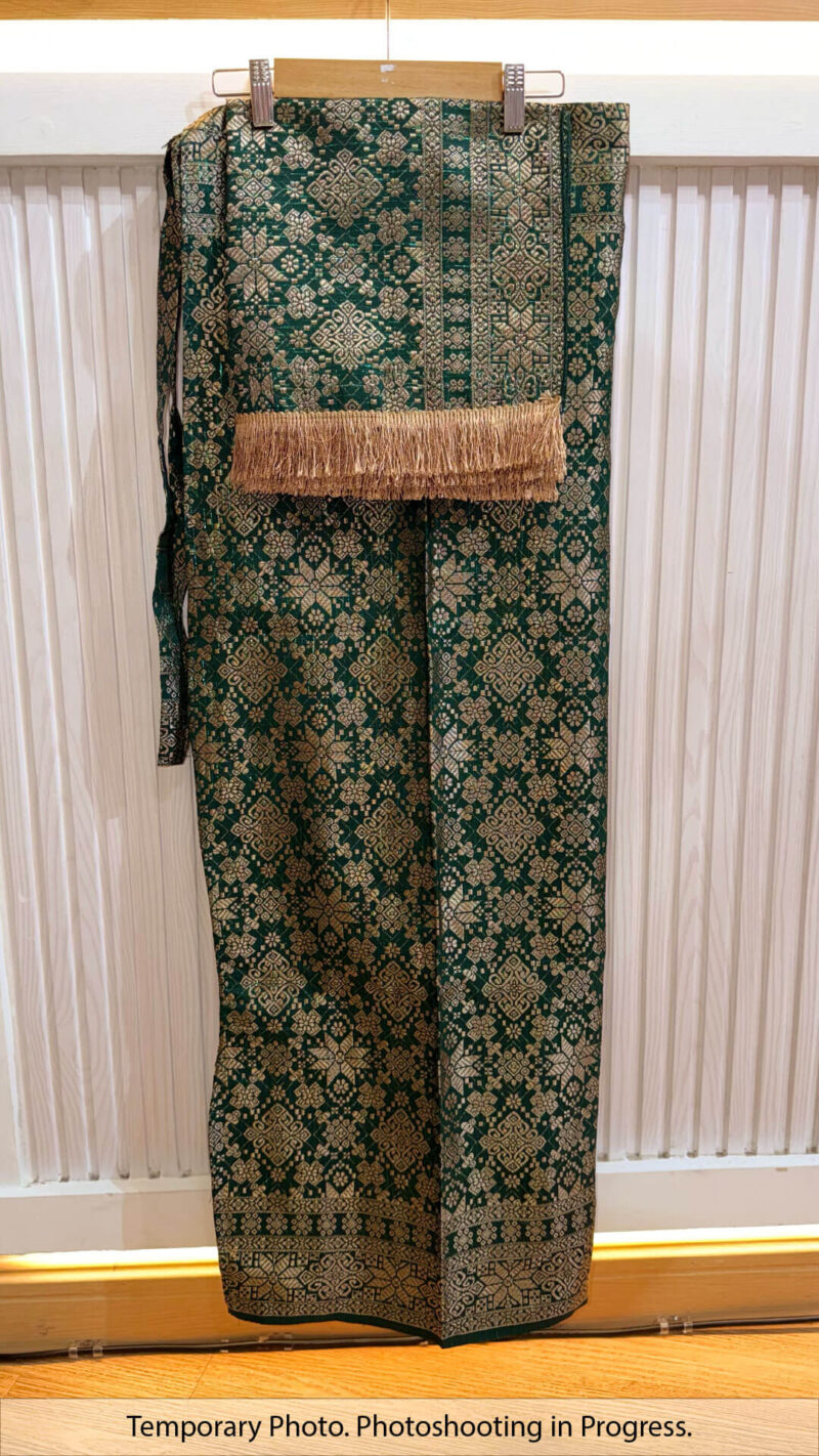 Camelia Self-Tie Wrap Skirt in Pine Teal and Light Bronze