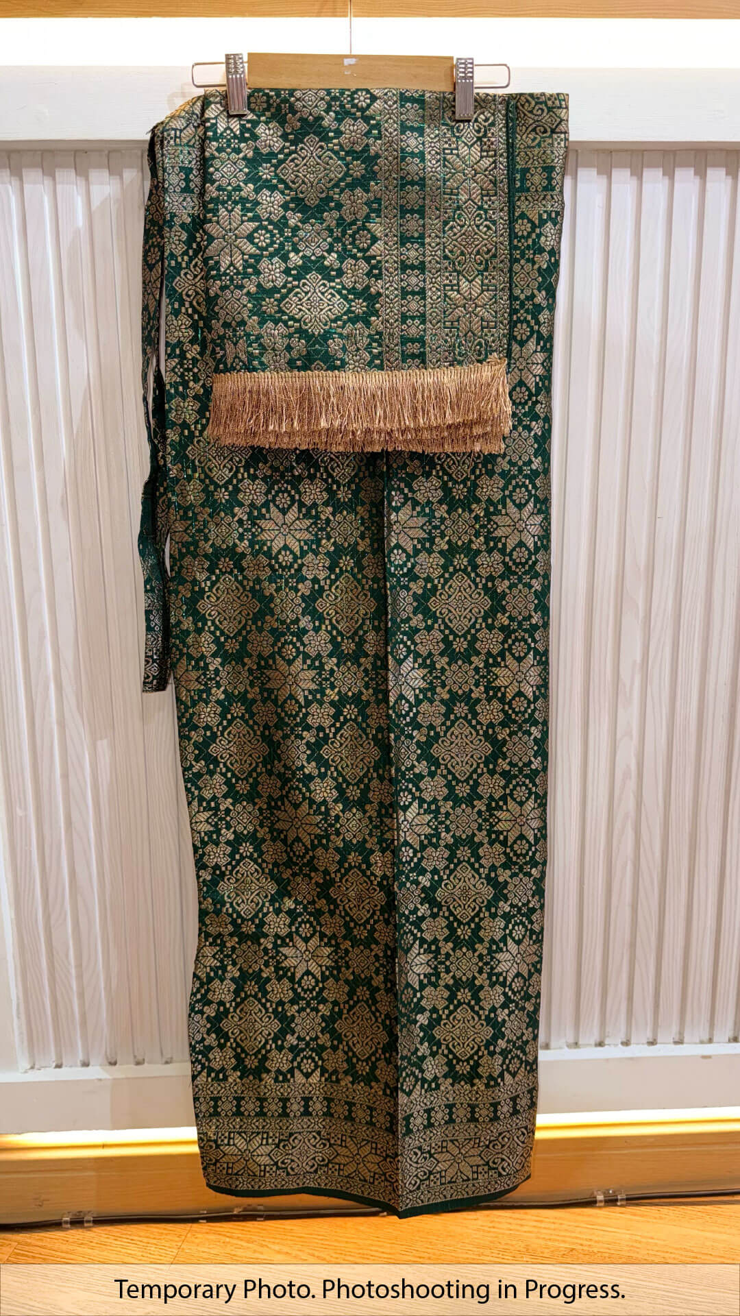 Camelia Self-Tie Wrap Skirt in Pine Teal and Light Bronze