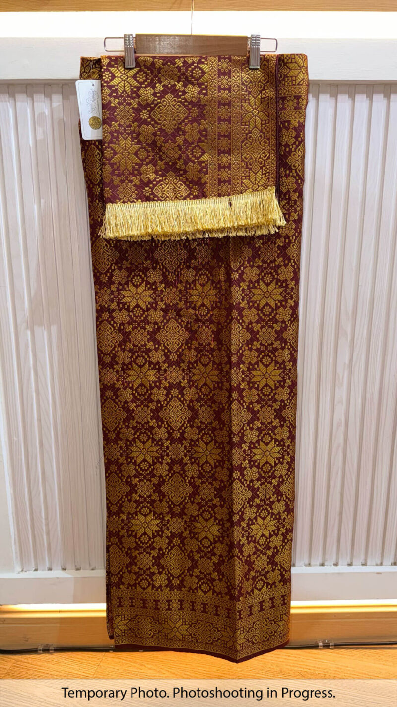 Camelia Self-Tie Wrap Skirt in Wine Plum and Amber Honey