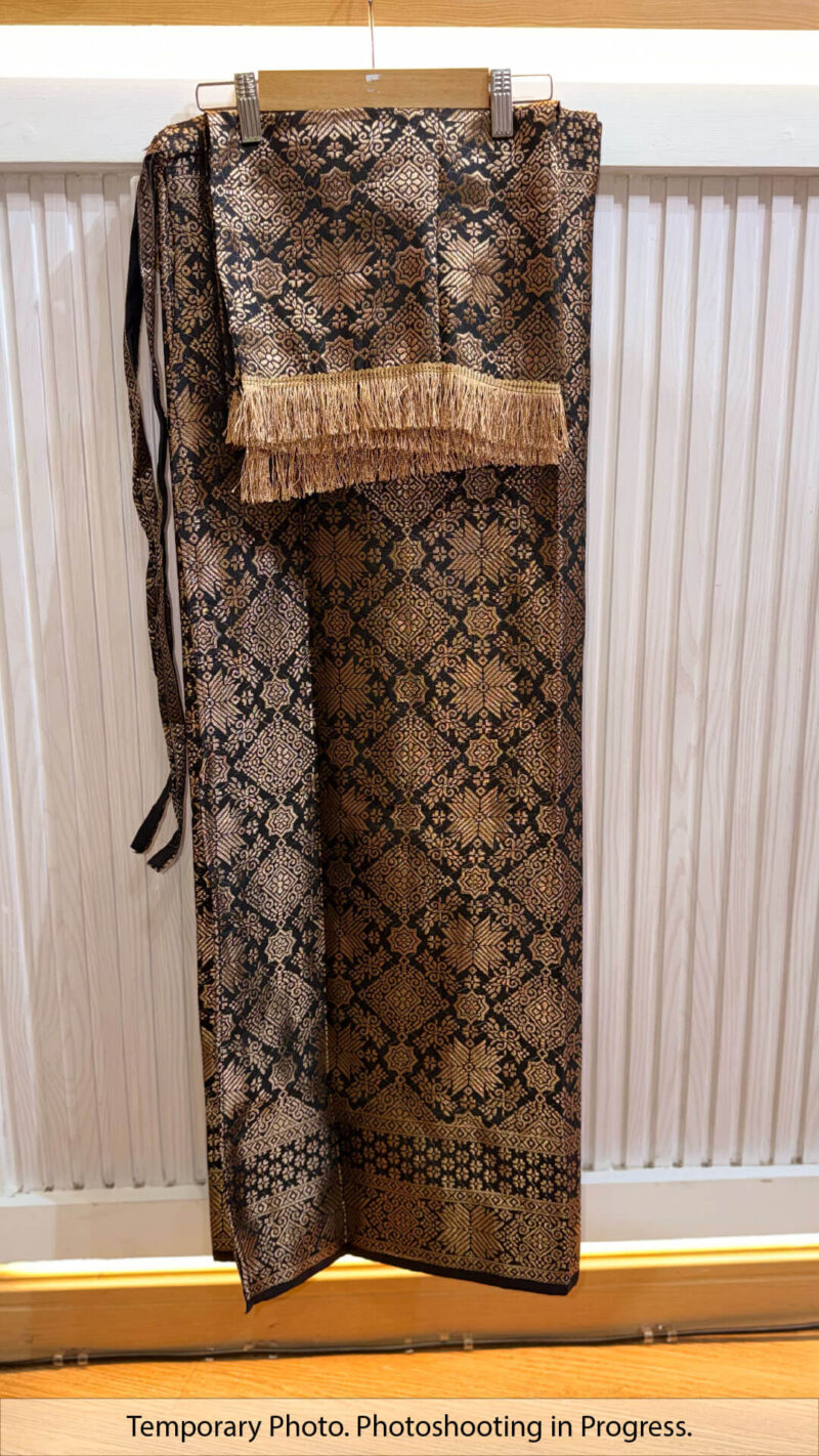 Emelda Self-Tie Wrap Skirt in Carbon Black and Toasted Almond
