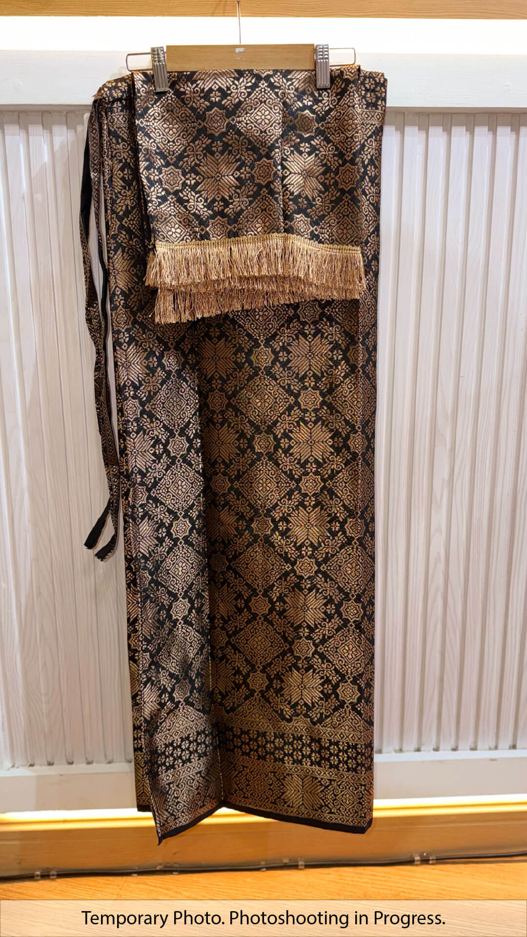 Emelda Self-Tie Wrap Skirt in Carbon Black and Toasted Almond