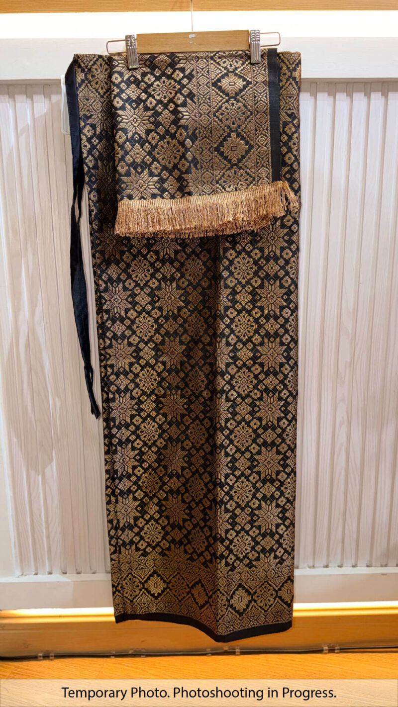Jannah Self-Tie Wrap Skirt in Carbon Black and Toasted Almond