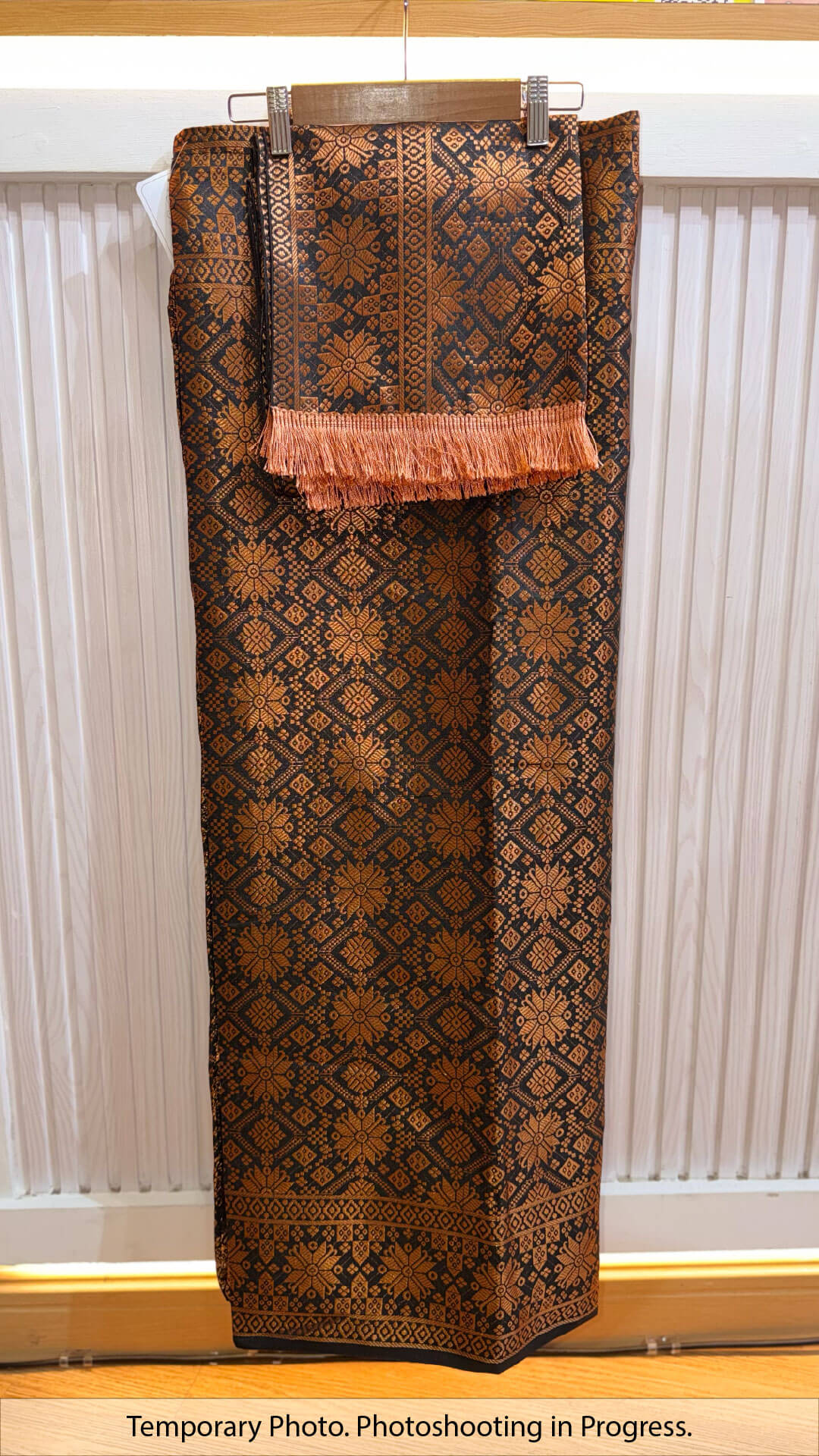 Qamalah Self-Tie Wrap Skirt in Carbon Black and Autumn Ember