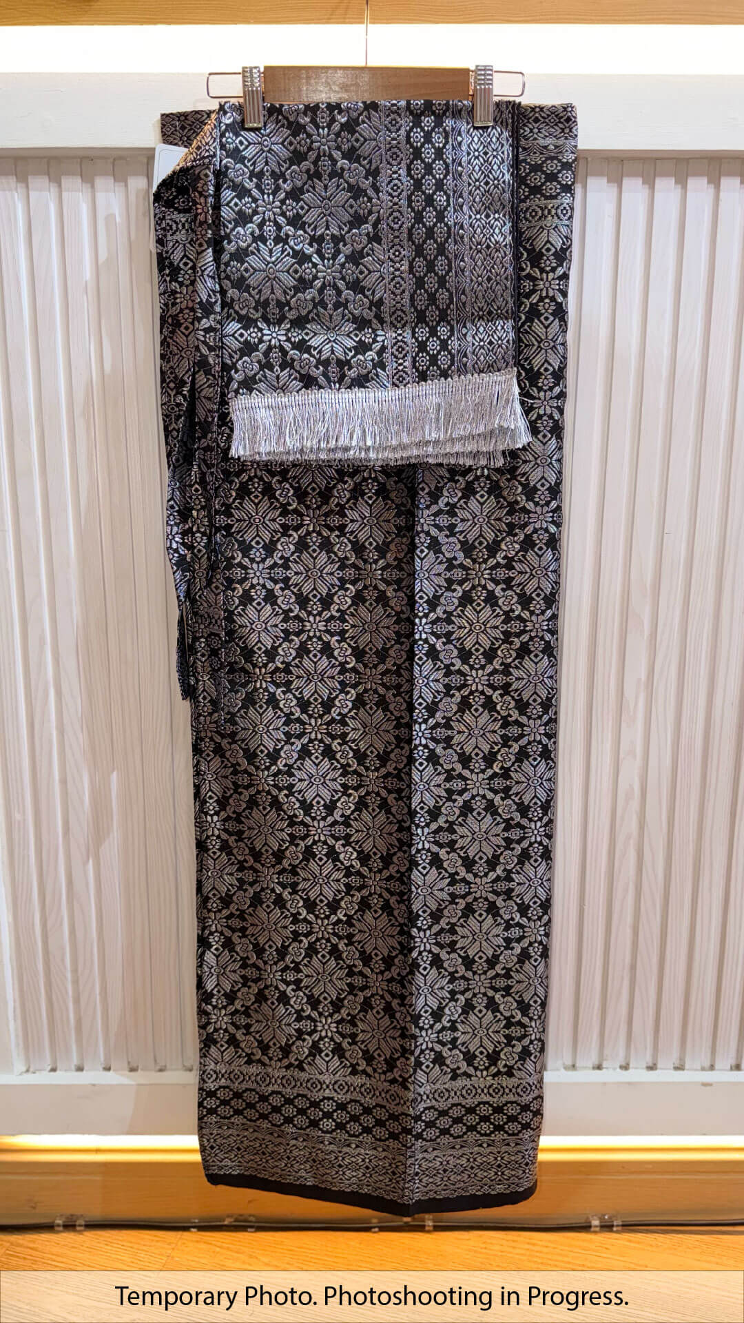 Taghrid Self-Tie Wrap Skirt in Carbon Black and Silver