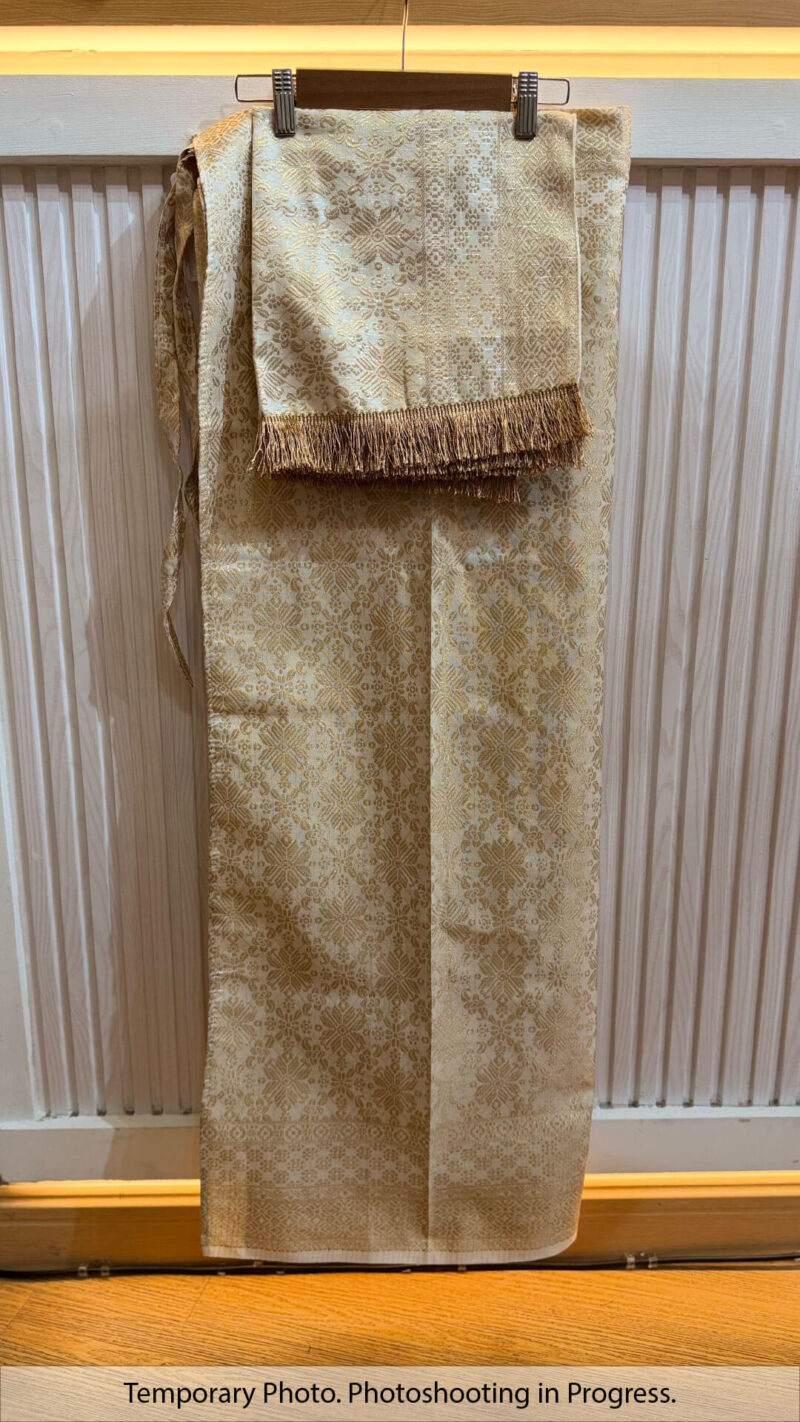 Taghrid Self-Tie Wrap Skirt in Floral White and Toasted Almond