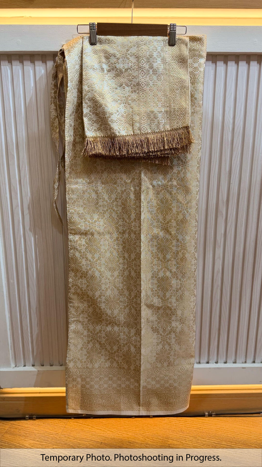 Taghrid Self-Tie Wrap Skirt in Floral White and Toasted Almond