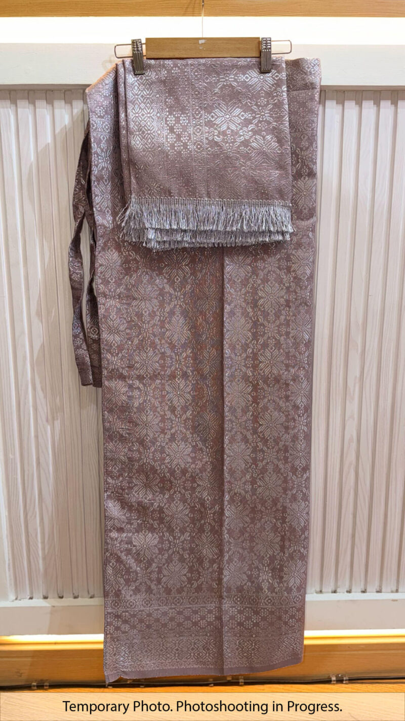 Taghrid Self-Tie Wrap Skirt in Lilac and Silver