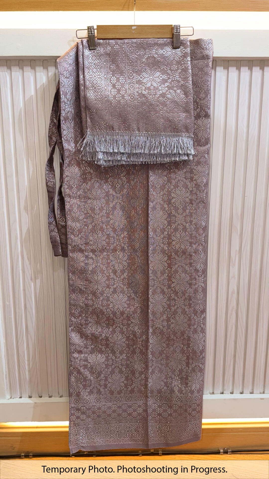 Taghrid Self-Tie Wrap Skirt in Lilac and Silver