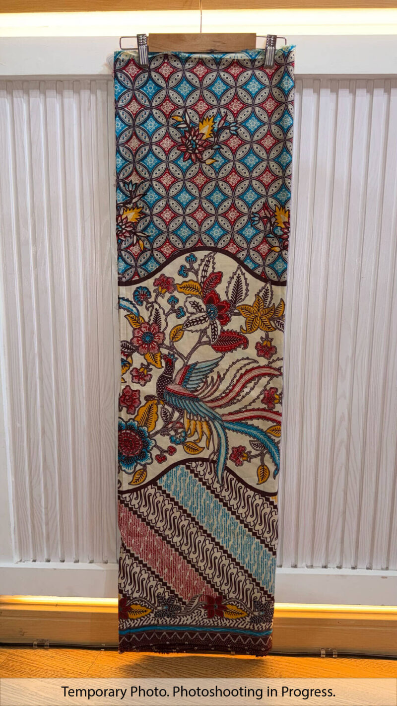 Vania Open Panel Skirt  Fabric in Antique White and Rich Mahogany