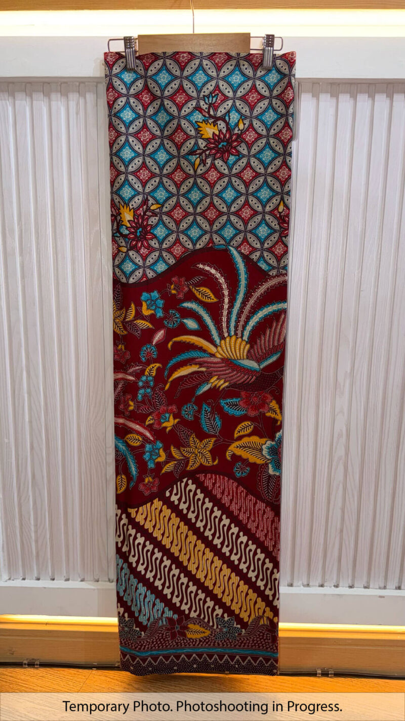Vania Open Panel Skirt Fabric in Dark Wine and Golden Orange
