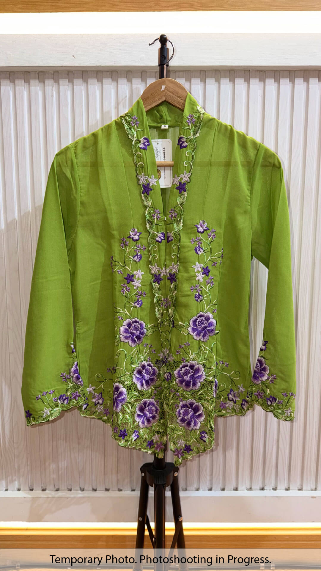 Dhiya Nyonya Kebaya in Yellow Green and Dark Amethyst