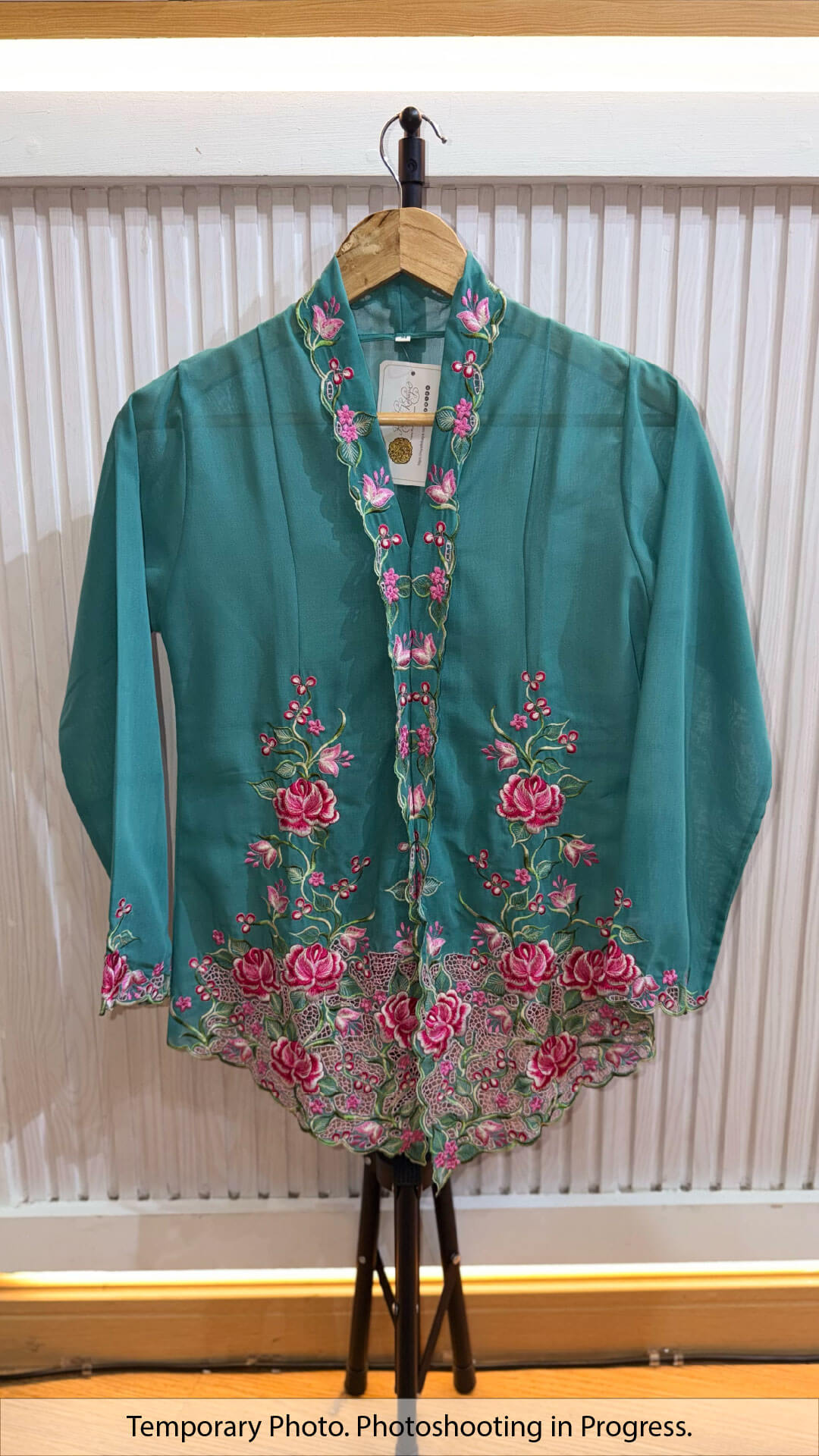 Iyla Nyonya Kebaya in Tropical Teal and Cherry Rose