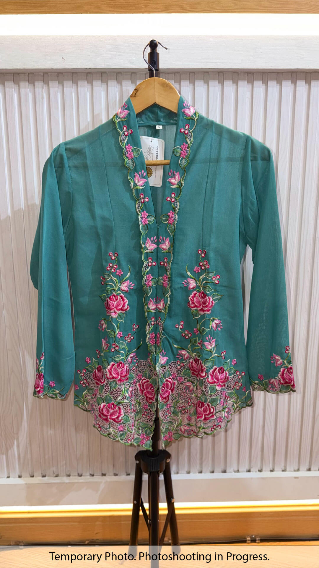 Melati Nyonya Kebaya in Tropical Teal and Raspberry Red