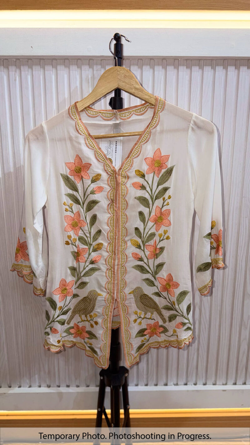 Halimah Encim Nyonya Kebaya in Porcelain and Tangerine Dream