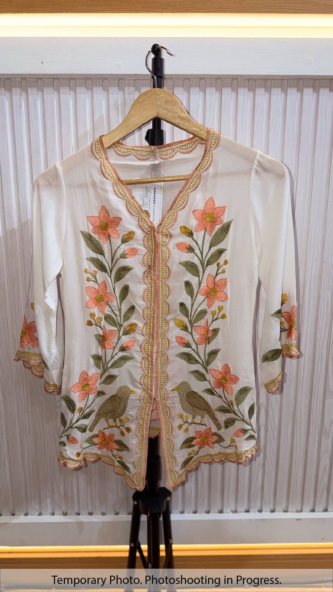 Halimah Encim Nyonya Kebaya in Porcelain and Tangerine Dream