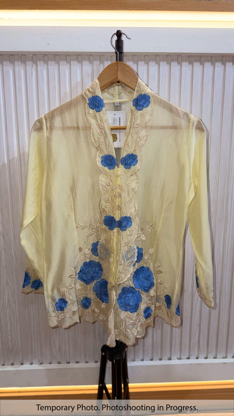 Normah Kartini Nyonya Kebaya in Cream and Royal Azure