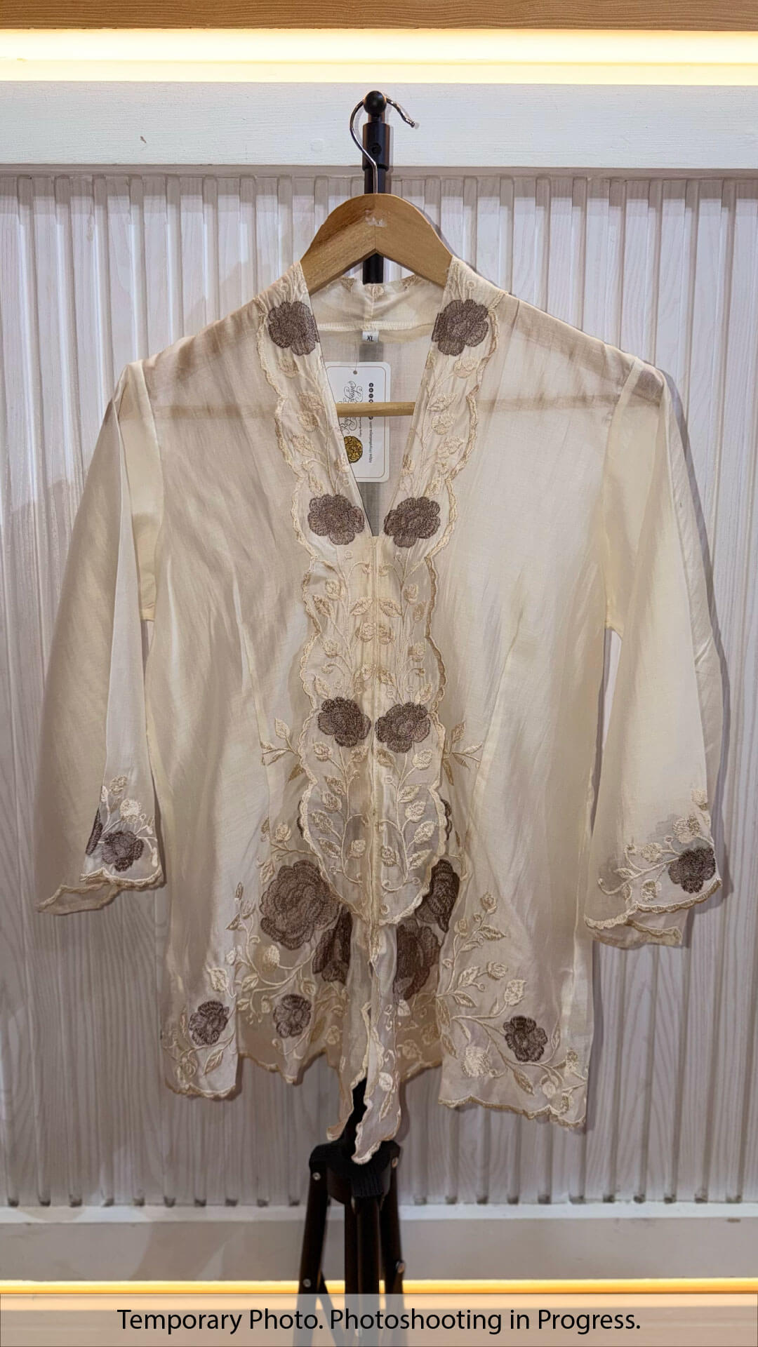 Normah Kartini Nyonya Kebaya in Floral White and Dusty Taupe