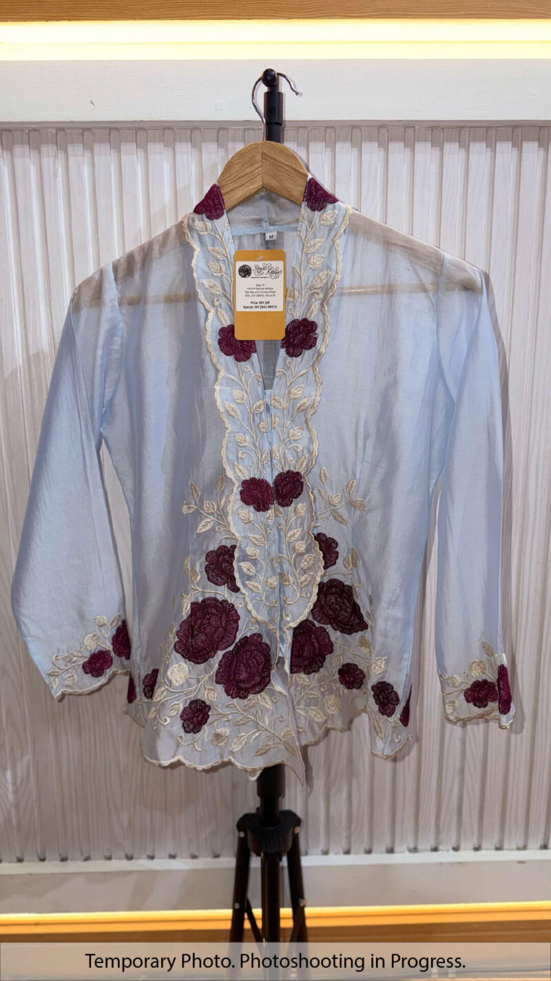 Normah Kartini Nyonya Kebaya in Pale Sky and Crimson Violet