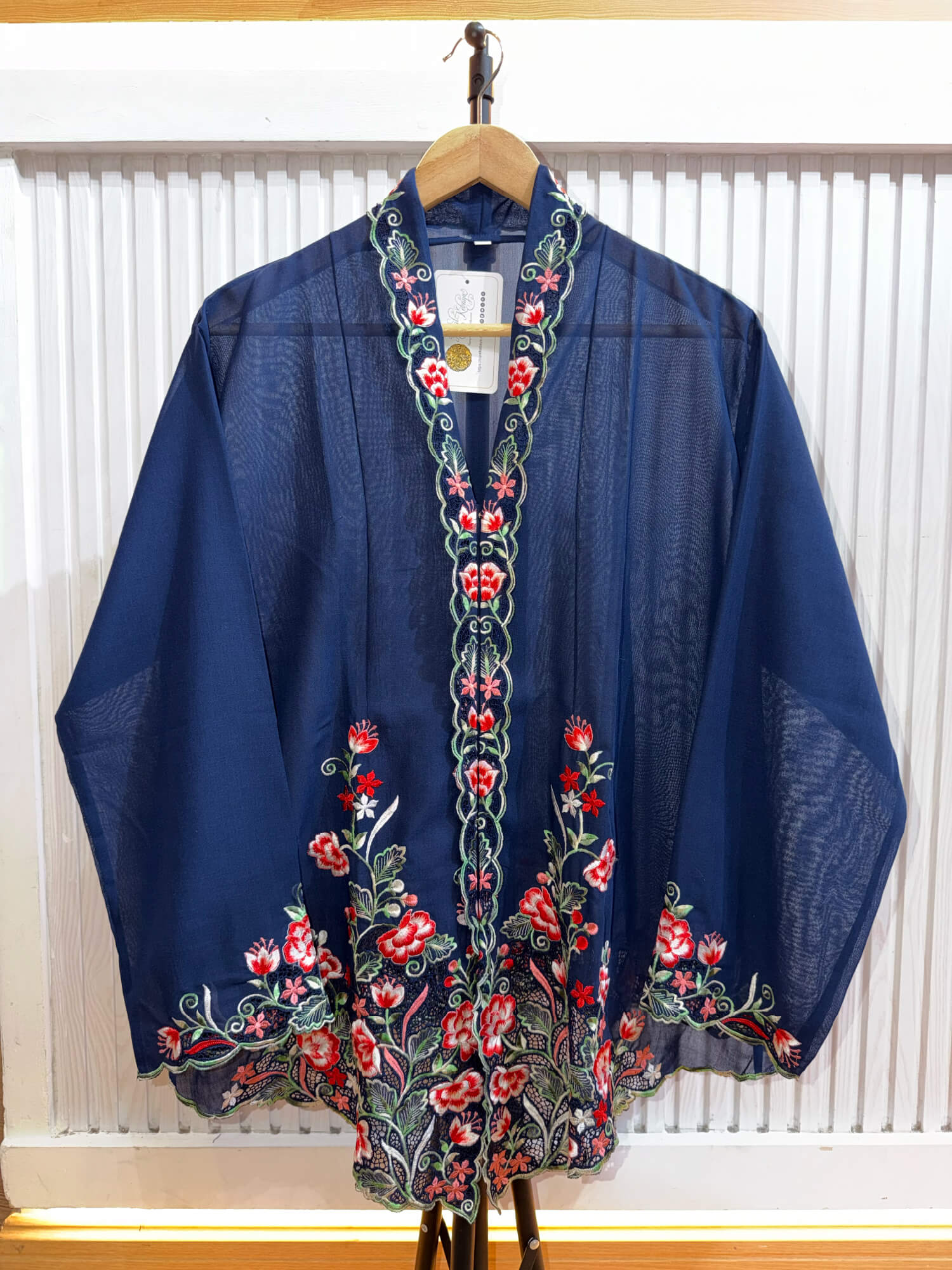 A014 Nyonya Kebaya in Space Indigo and Crimson