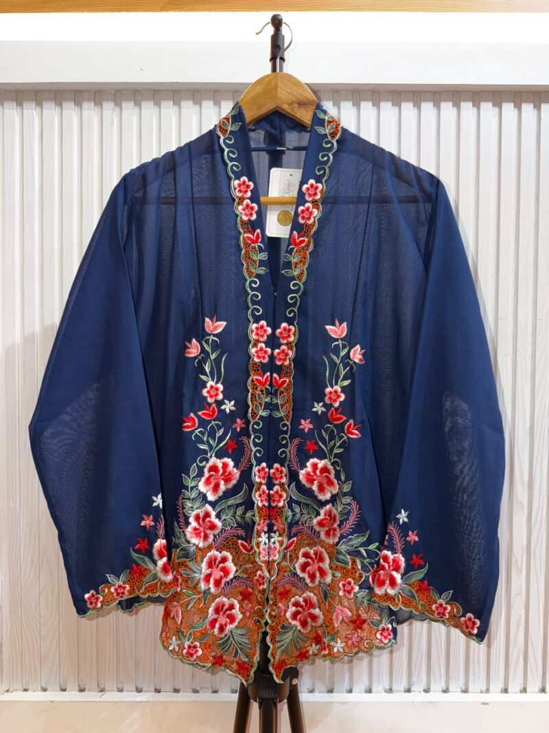A016 Nyonya Kebaya in Space Indigo and Deep Crimson