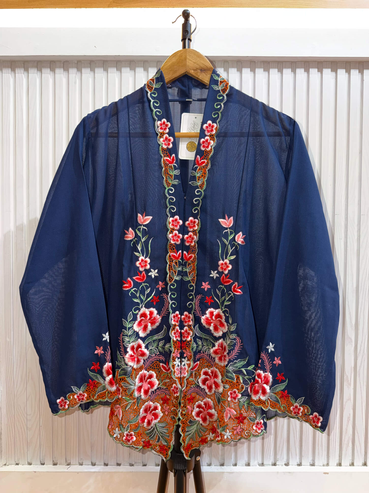 A016 Nyonya Kebaya in Space Indigo and Deep Crimson